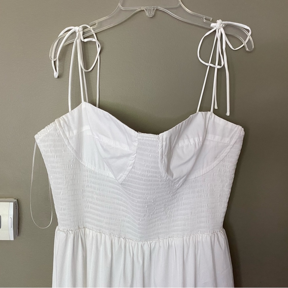NWT ASTR THE LABEL White Smocked Ruffle Tiered Bustier Midi Maxi Dress Size XL - Picture 5 of 9